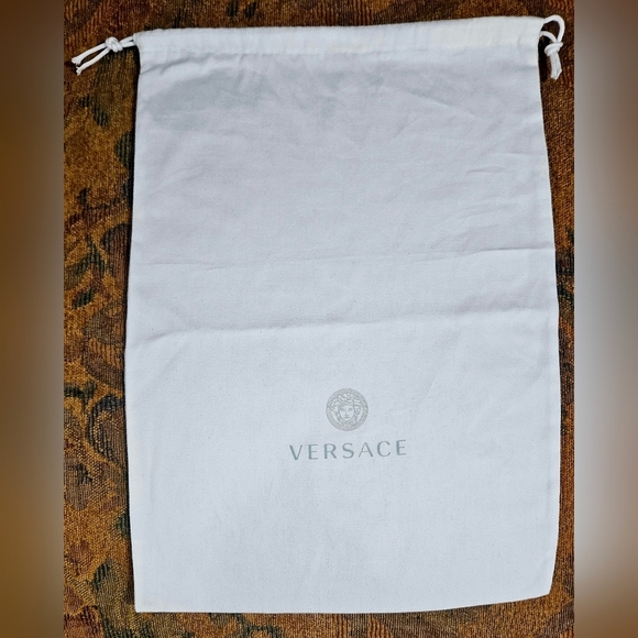 NEW VERSACE 12" X 16.5" White Flannel Drawstring Dust Bag Cover Duster Protector - Picture 3 of 6